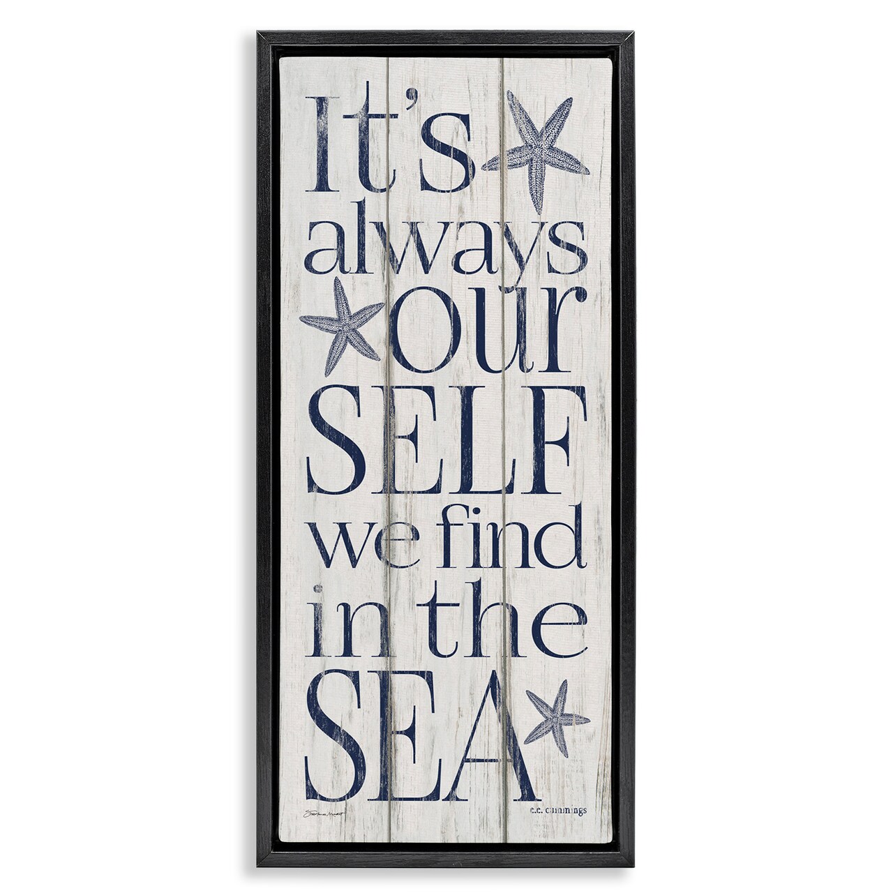 Stupell Industries Find Self In Sea Phrase Framed Floater Canvas Wall Art